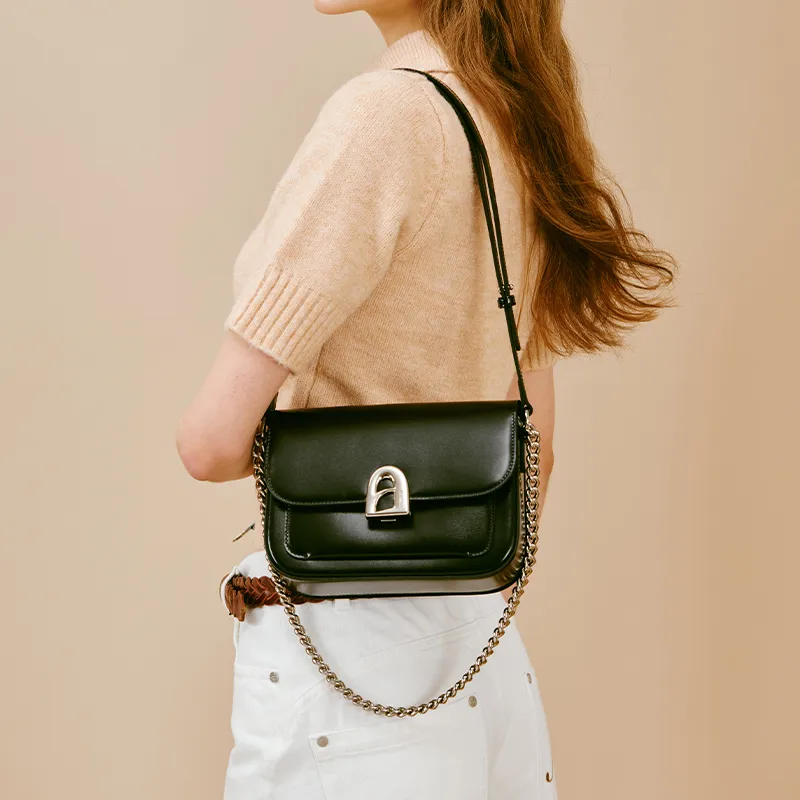 LA FESTIN Cow Leather Commute Shoulder Bag, Crossbody Bag, Underarm Chain Bag Medium Size Women's-7