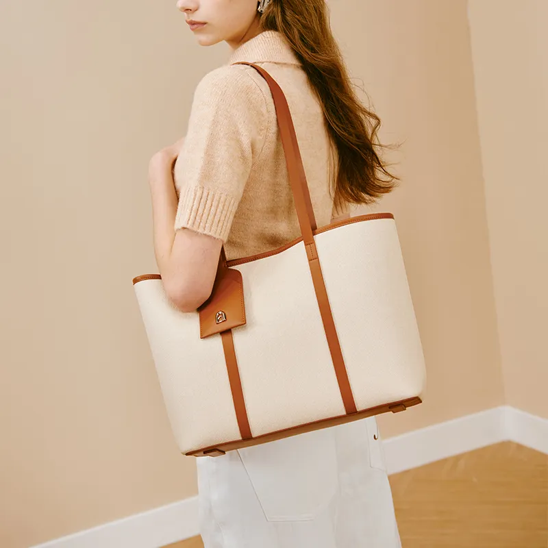 LA FESTIN Synthetic Leather Shoulder Bag Women's Commute Handbag Large Size Women's Wafer Black/Wafer Brown-10