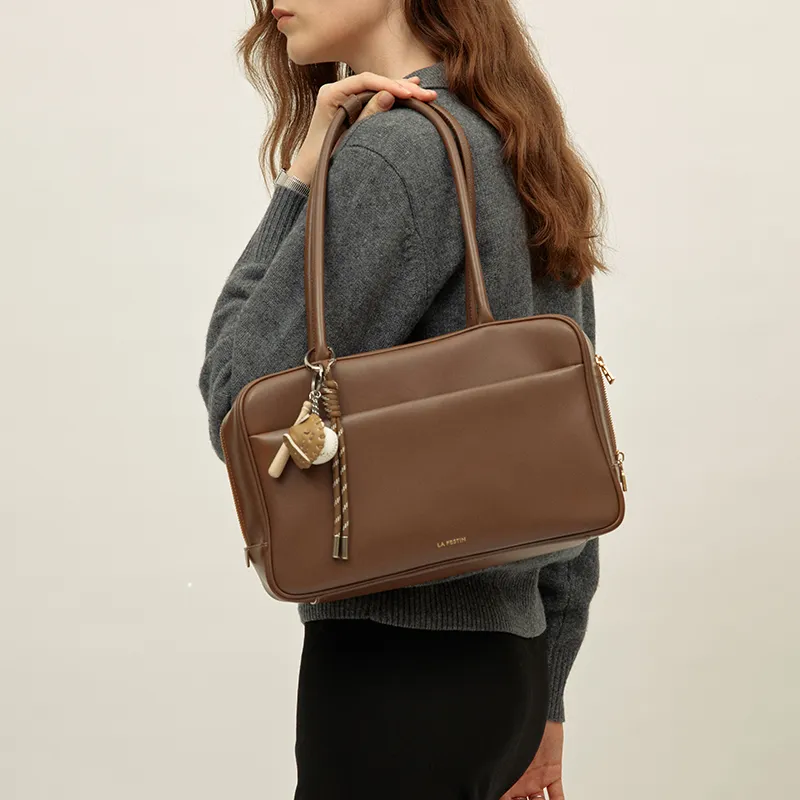 LA FESTIN Cow Leather Boston Bag, Shoulder Bag Medium Size Women's Multicolor-8