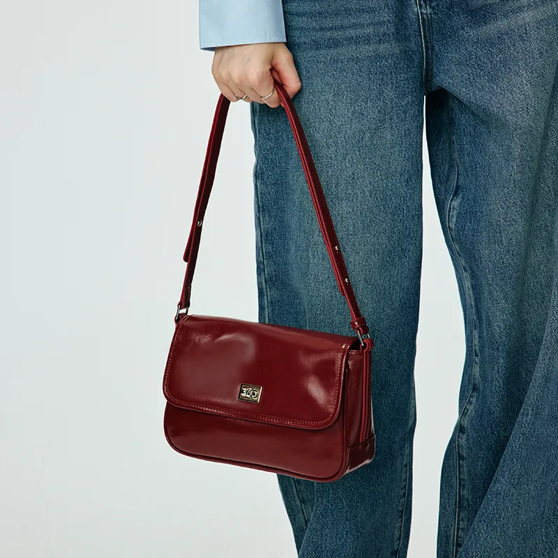 LA FESTIN Top Grain Cow Leather Messenger Bag Commute Brown Shoulder Bag Women's-7