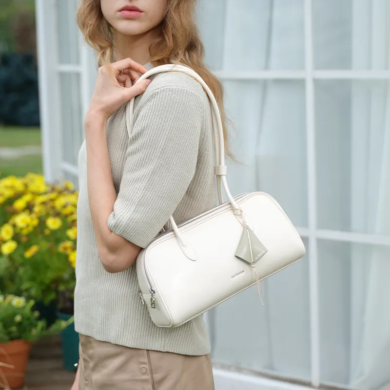 LA FESTIN Split Cow Leather With Synthetic Leather Baguette Underarm Shoulder Bag Women's Multicolor-1