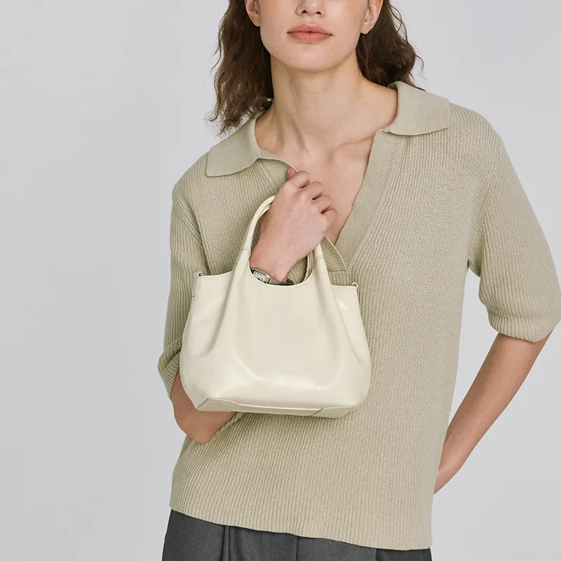 LA FESTIN Top Grain Cow Leather Basket Bag, Shoulder Bag, Crossbody Bag, Handbag Trumpets Women's-4