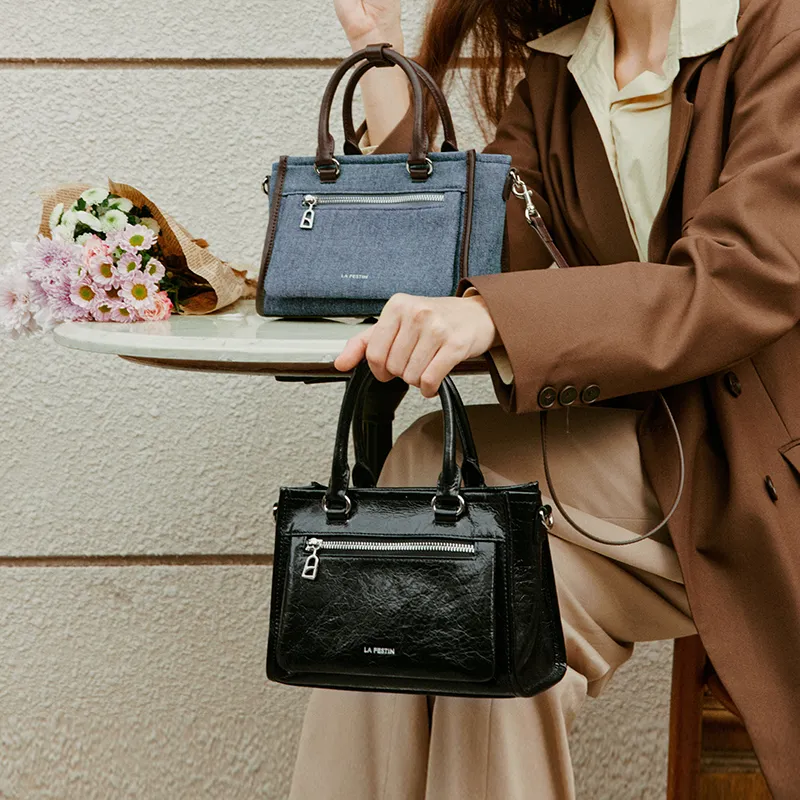 LA FESTIN Top Grain Cow Leather Crossbody Bag Commute Handbag Medium Size Women's Multicolor-19