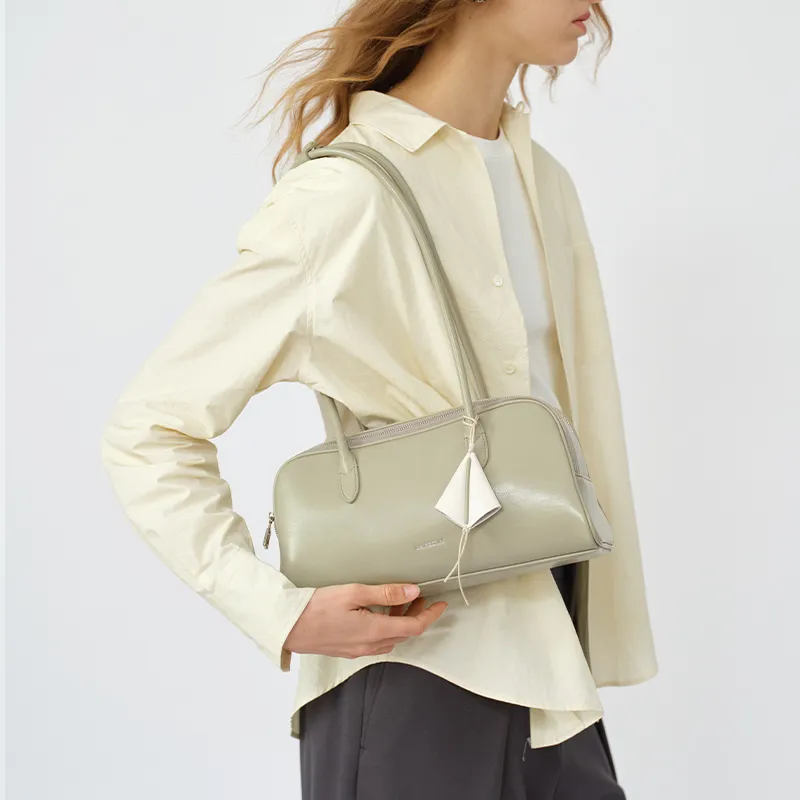 LA FESTIN Split Cow Leather With Synthetic Leather Baguette Underarm Shoulder Bag Women's Multicolor-14
