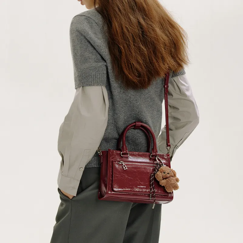 LA FESTIN Top Grain Cow Leather Crossbody Bag Commute Handbag Medium Size Women's Multicolor-25
