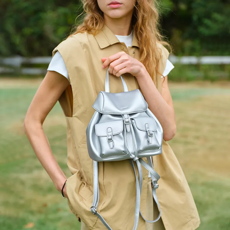 LA FESTIN Cow Leather With Synthetic Leather Backpack Women's Multicolor-10
