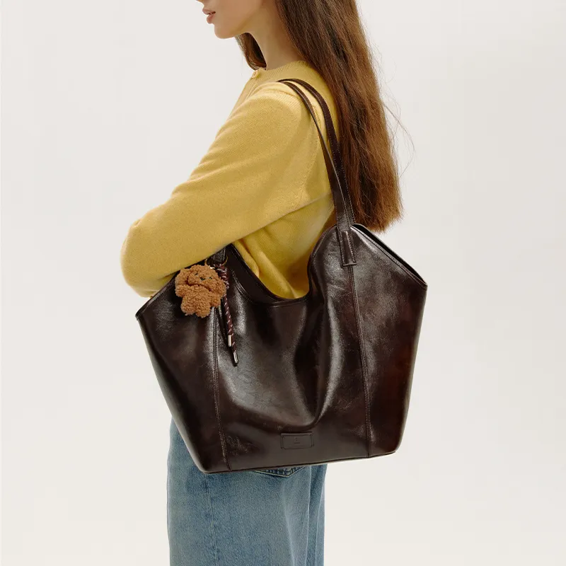 LA FESTIN Synthetic Leather With Cow Leather One Shoulder Bag, Large Capacity Tote Handbag Tubas Women's Multicolor-5