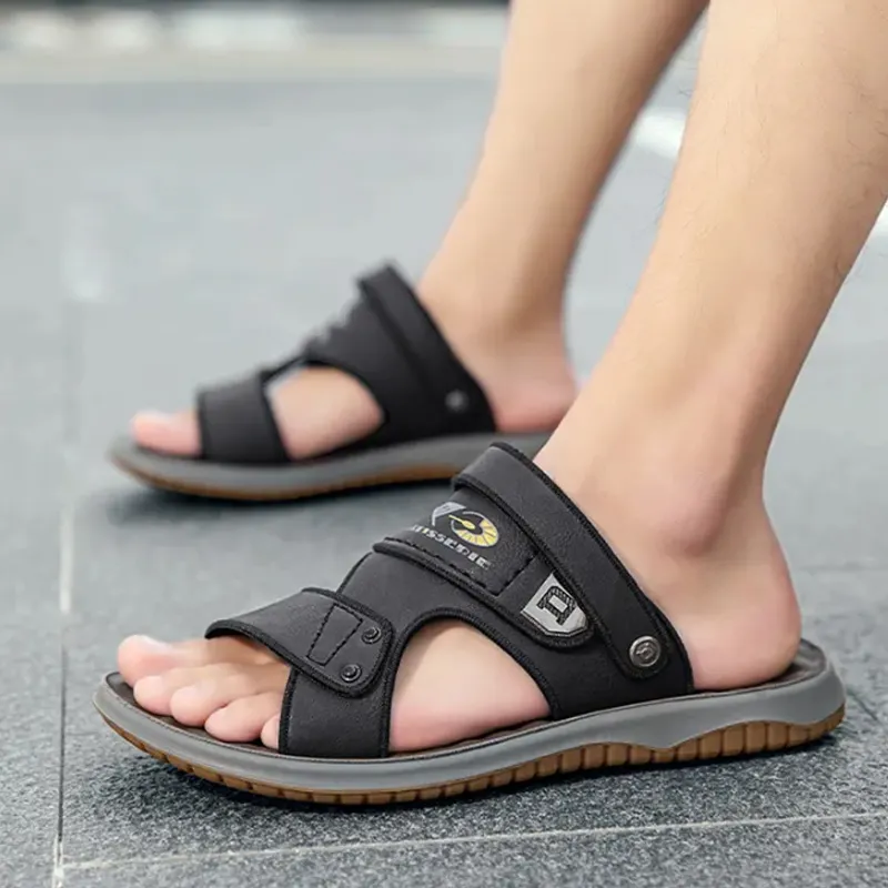 Wit Beach Sandals Men Black-5