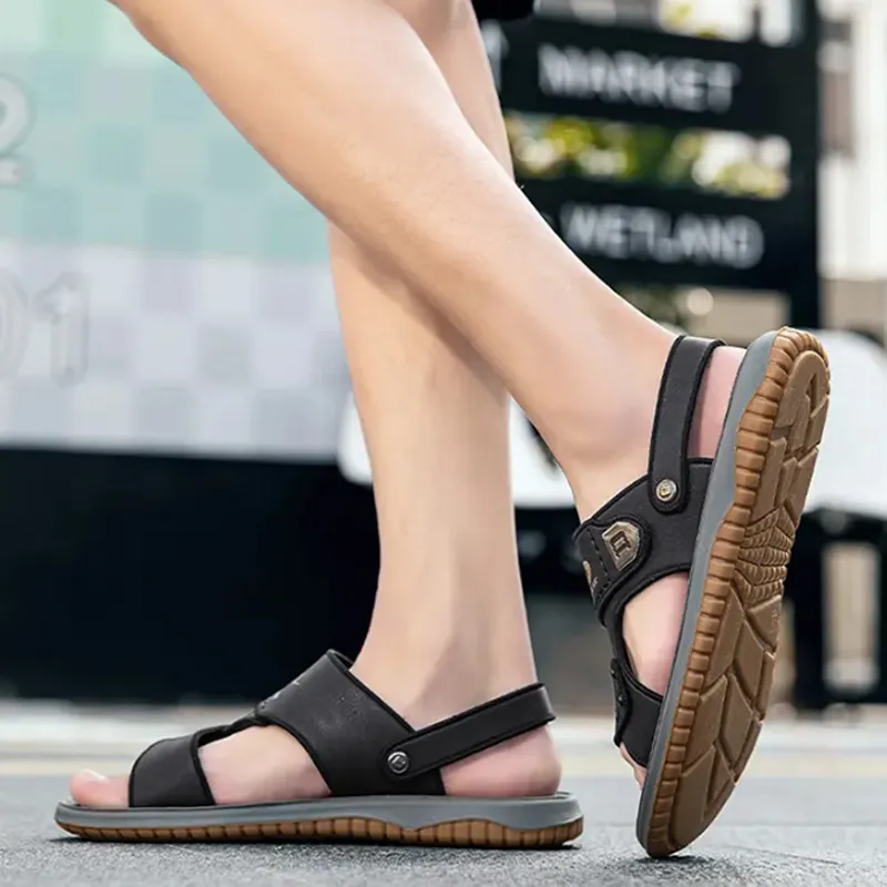 Wit Beach Sandals Men Black-6