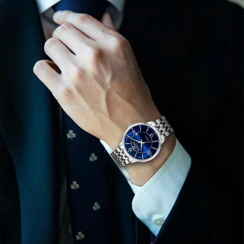 GRAND PRIX Automatic Mechanical Movement Unisex Watch Blue Dial-2