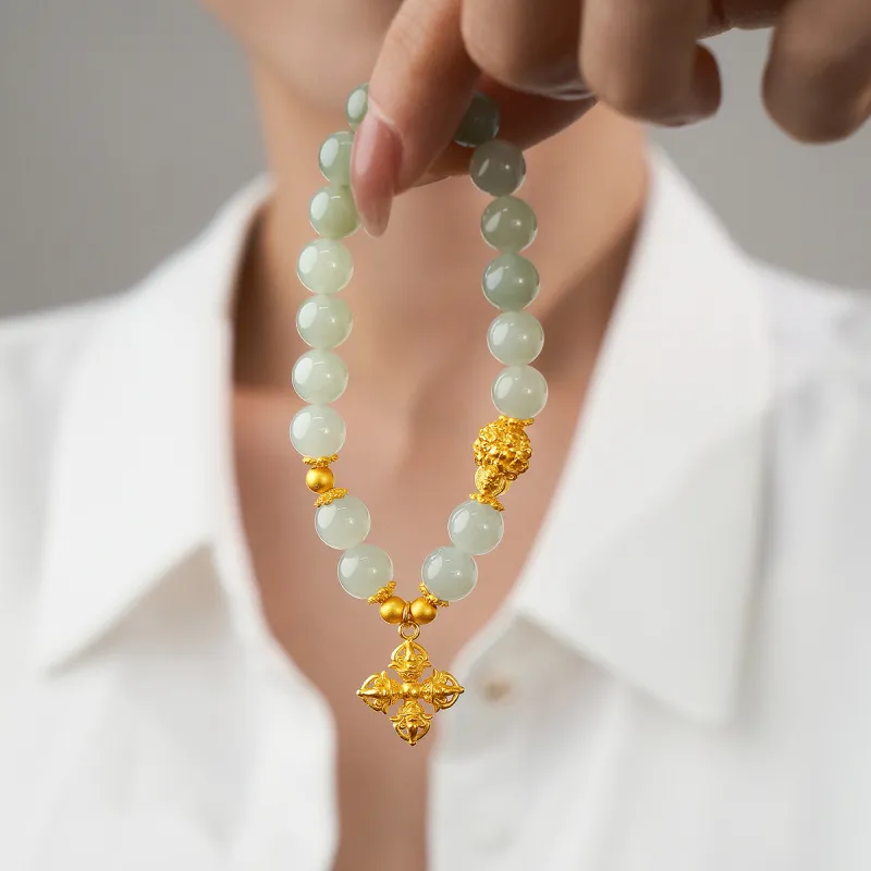 ME LUXE Hetian Jade Bracelets Pale Greenish White Jade Unisex-5