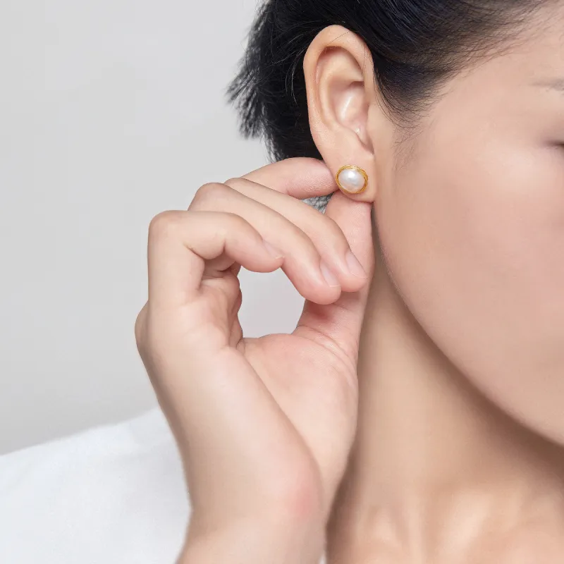 ME LUXE Freshwater Pearl Stud Earrings Women's-1