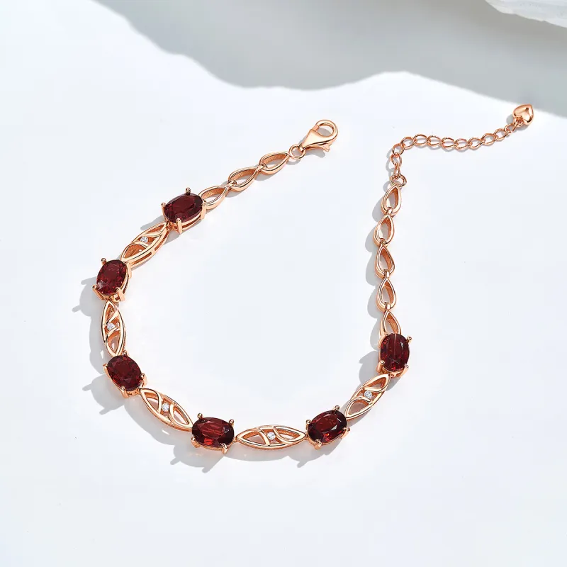 ME LUXE S925 Silver Red Elegance Vintage Delicate Fashion Versatile Bracelet Women's-3