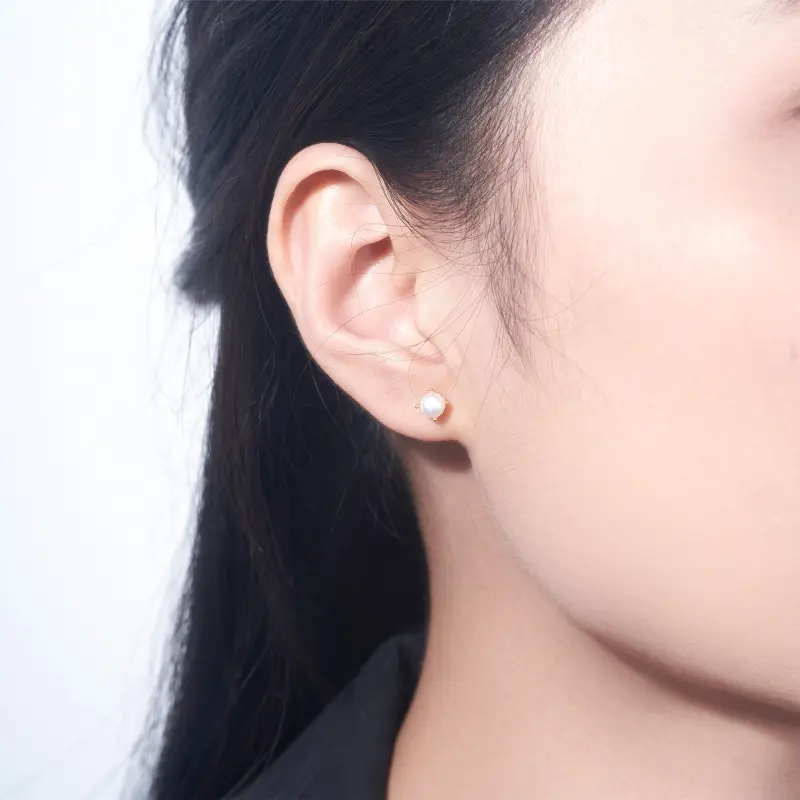 ME LUXE Freshwater Pearl Stud Earrings A Pair For Instagram Style Fashion Everyday Romantic French Elegant Women's-2