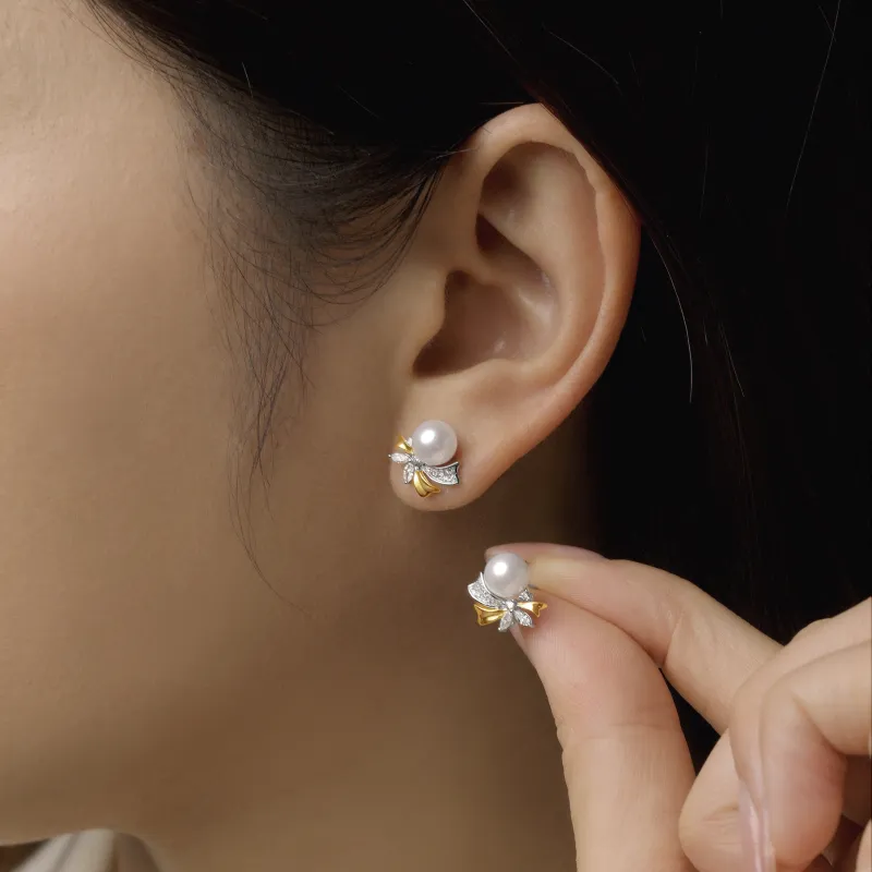 ME LUXE Saltwater Pearl Stud Earrings Women's-1