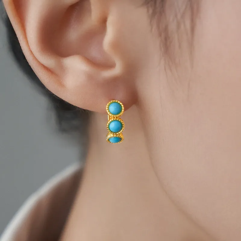 ME LUXE Turquoises Hoop Earrings, Elegant And Stylish Ear Clips Women's-4