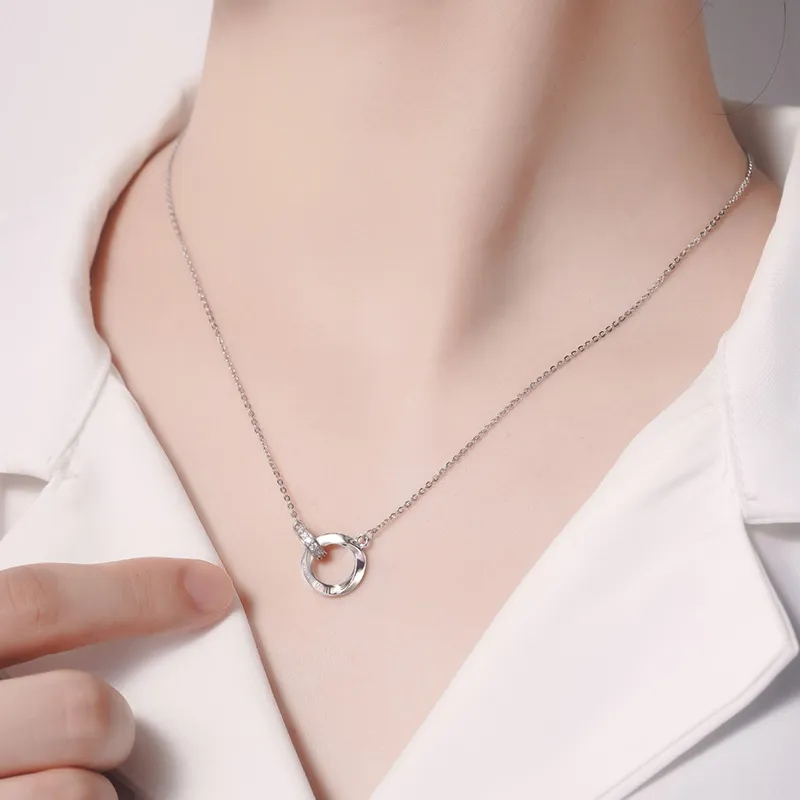 ME LUXE S925 Silver Peace Buckle Collarbone Chain Luxe Minimalist Style Advanced Neck Chain Bestie Unisex-5