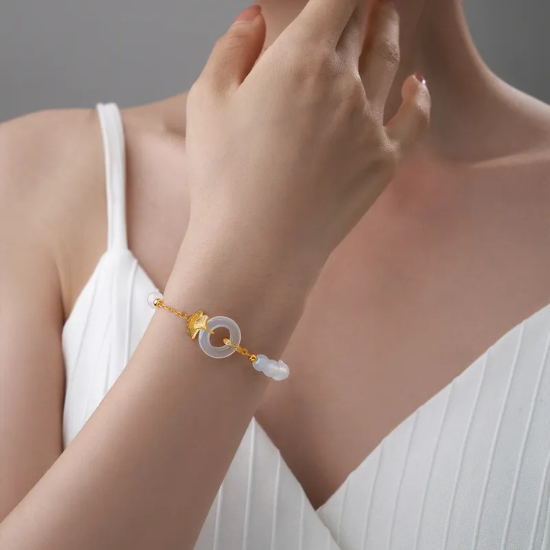 ME LUXE Chalcedony Bracelet Elegance Bracelet Set Girlfriend Gift Box #Good Luck Hand Rope Women's-3