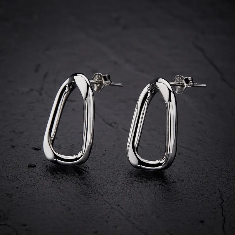 ME LUXE S925 Silver Classic And Versatile Fashion Normcore Style Ultra Cool Hoop Earrings Women's-1