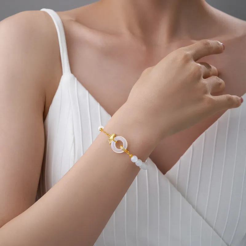 ME LUXE Chalcedony Bracelet Elegance Bracelet Set Girlfriend Gift Box #Good Luck Hand Rope Women's-1