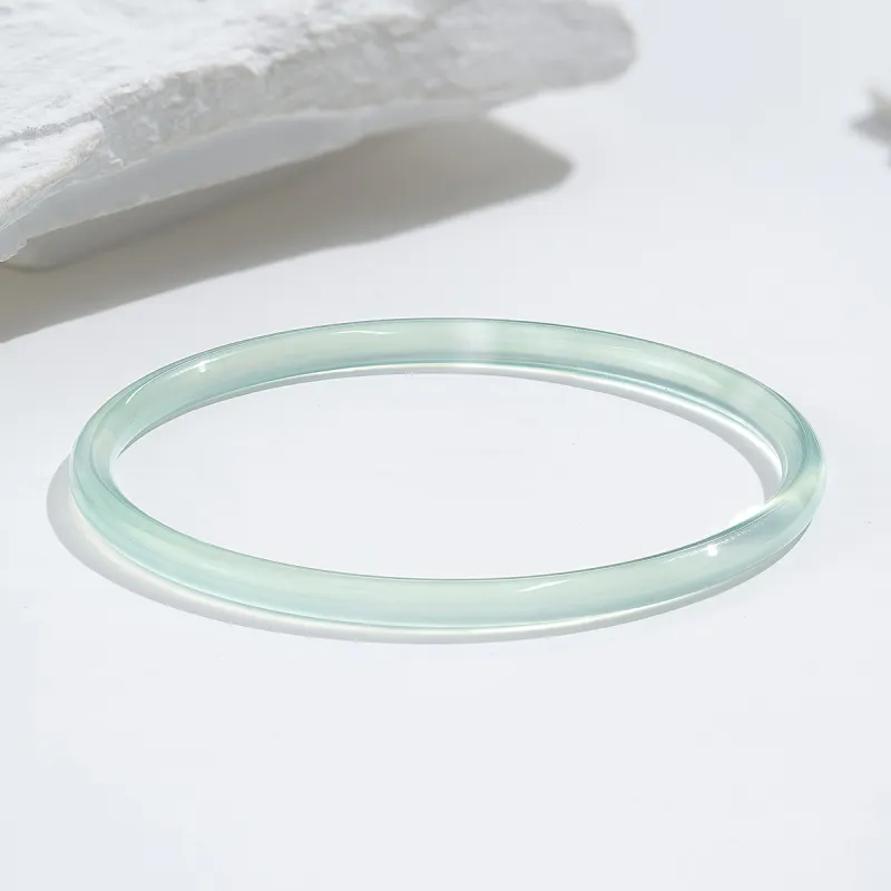 ME LUXE Chalcedony Bangle Elegant Minimalist Style Hanfu Good Luck Women's-6