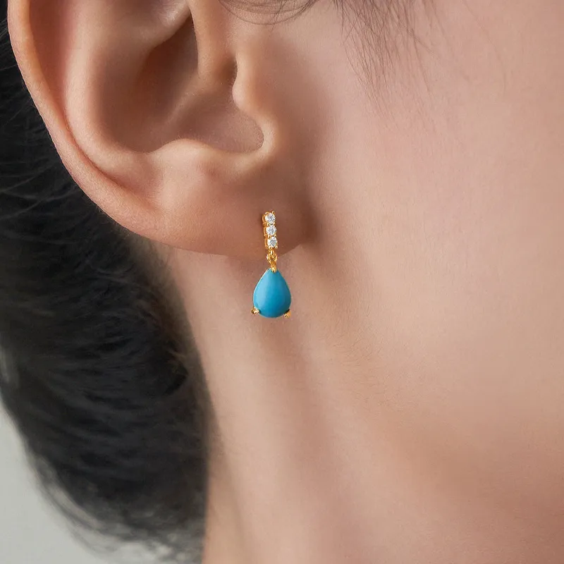 ME LUXE Turquoise Stud Earrings, Fashionable And Elegant Jade Earring Women's-4
