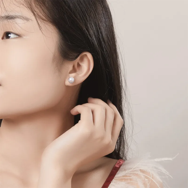 ME LUXE Pearl Stud Earrings, Classic And Versatile Women's-3
