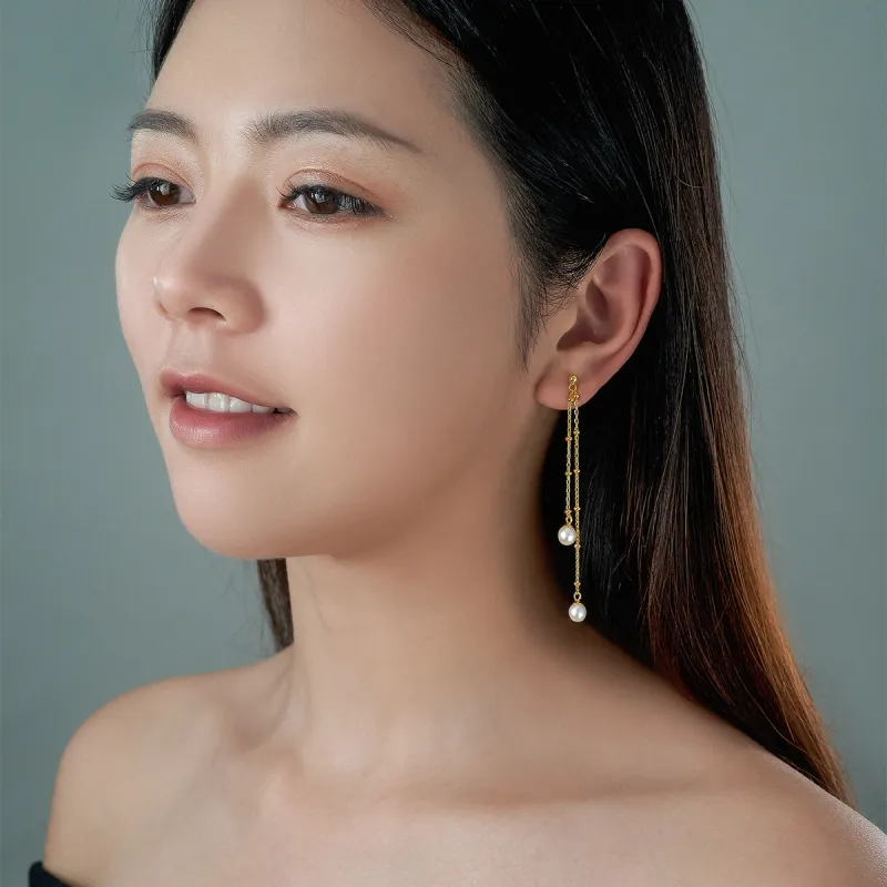 ME LUXE Pearl Hoop Earrings With Baby's Breath Fringe Women's-4