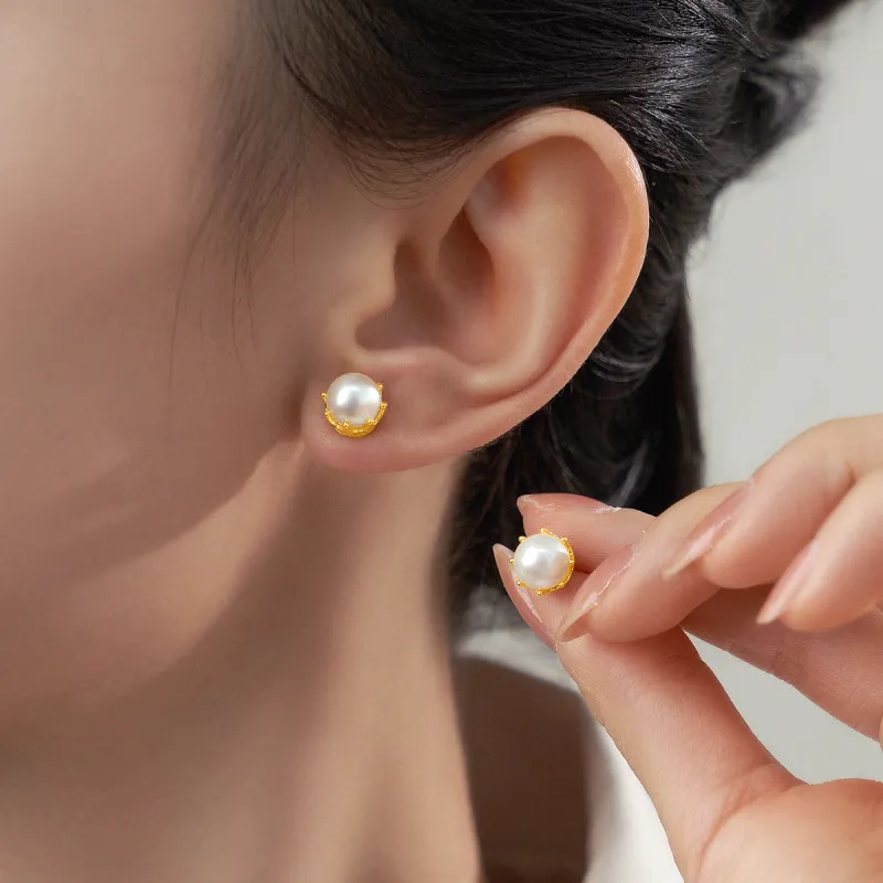 ME LUXE Pearl Stud Earrings Instagram Style Classic And Versatile Noble And Elegant Women's-2