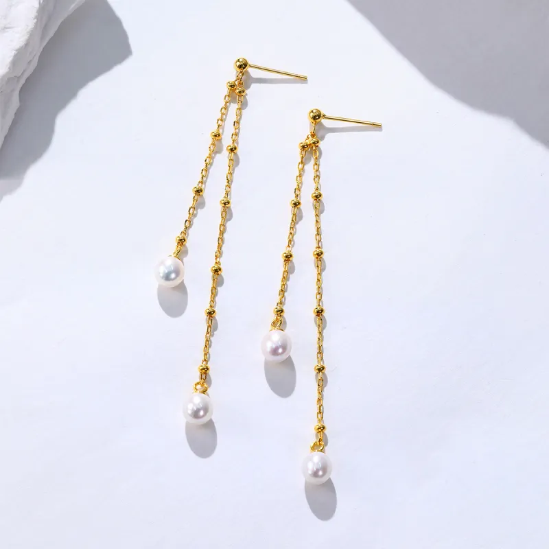 ME LUXE Pearl Hoop Earrings With Baby's Breath Fringe Women's-3