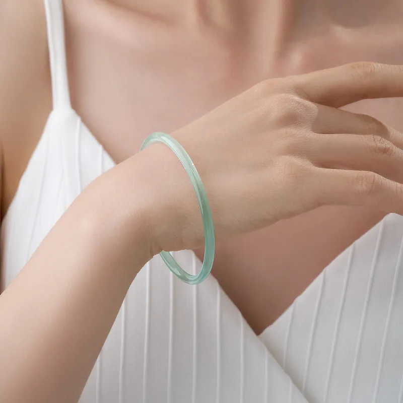 ME LUXE Chalcedony Bangle Elegant Minimalist Style Hanfu Good Luck Women's-1