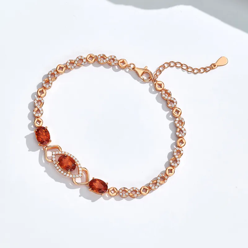 ME LUXE S925 Silver Red Vintage Elegant Delicate Fashion Versatile Elegance Bracelet Women's-1