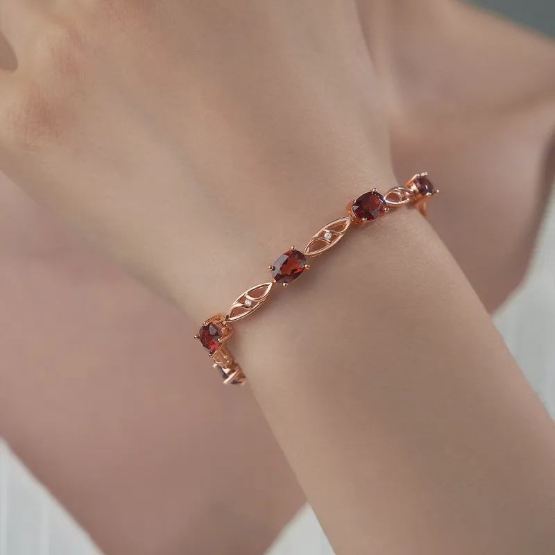 ME LUXE S925 Silver Red Elegance Vintage Delicate Fashion Versatile Bracelet Women's-4