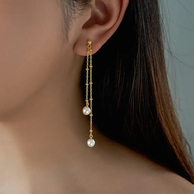 ME LUXE Pearl Hoop Earrings With Baby's Breath Fringe Women's-5