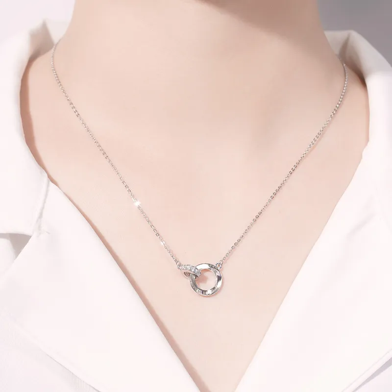 ME LUXE S925 Silver Peace Buckle Collarbone Chain Luxe Minimalist Style Advanced Neck Chain Bestie Unisex-19