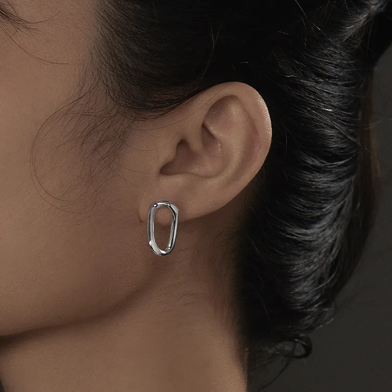 ME LUXE S925 Silver Classic And Versatile Fashion Normcore Style Ultra Cool Hoop Earrings Women's-2