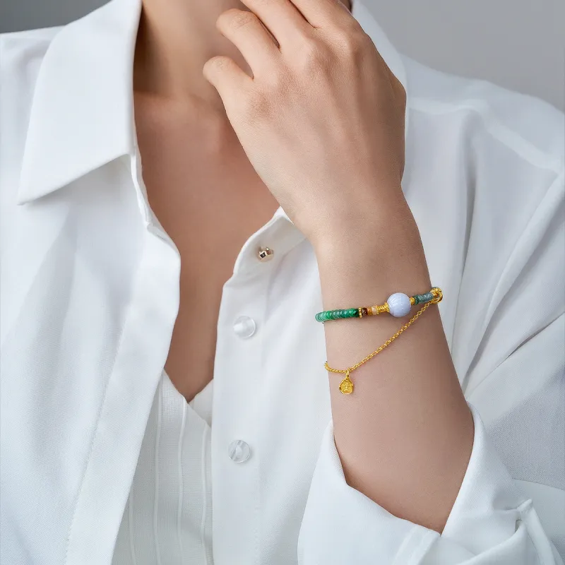 ME LUXE Pearl Peaceful New Chinese Style Double Chain Design Unique For Niche With Certificate Included Women's-2