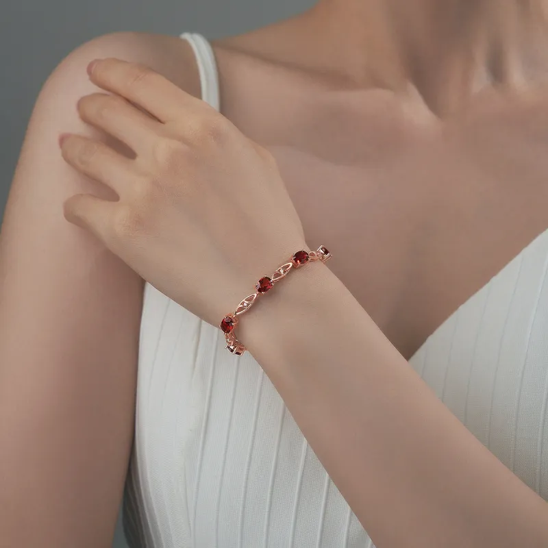 ME LUXE S925 Silver Red Elegance Vintage Delicate Fashion Versatile Bracelet Women's-2