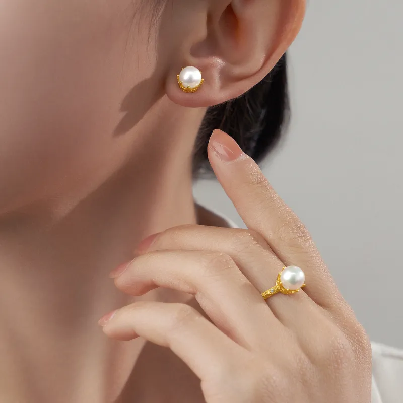 ME LUXE Pearl Stud Earrings Instagram Style Classic And Versatile Noble And Elegant Women's-1