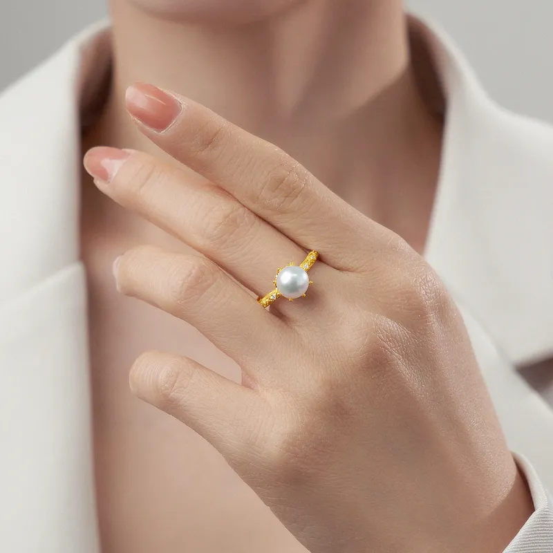 ME LUXE Pearl Ring Minimalist French Romantic Elegance Women's-2