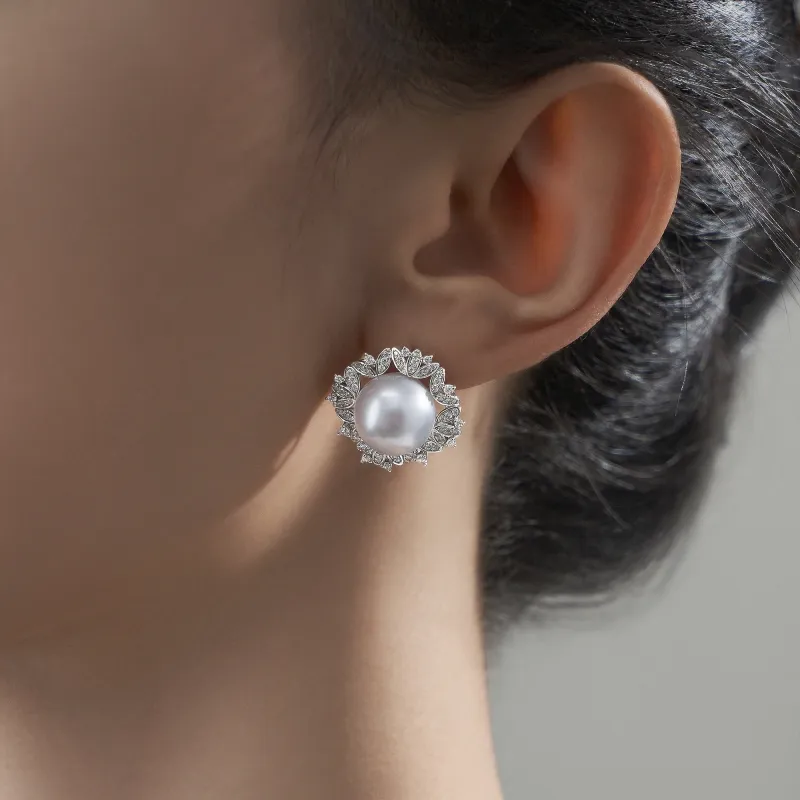 ME LUXE Saltwater Pearl Stud Earrings Women's-4
