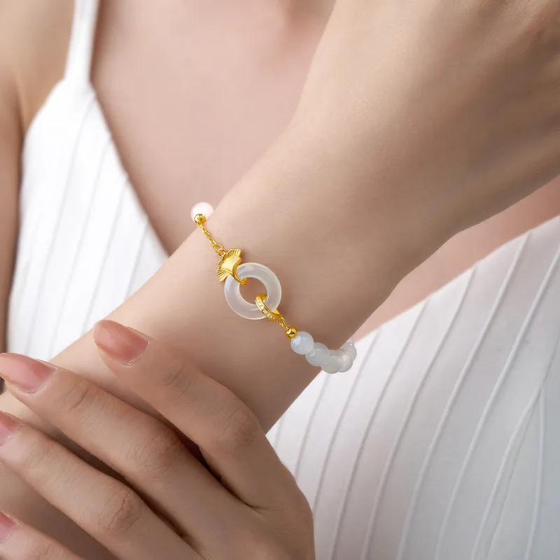 ME LUXE Chalcedony Bracelet Elegance Bracelet Set Girlfriend Gift Box #Good Luck Hand Rope Women's-15