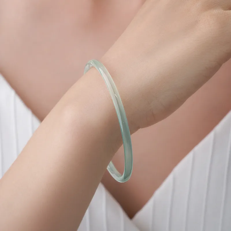 ME LUXE Chalcedony Bangle Elegant Minimalist Style Hanfu Good Luck Women's-3