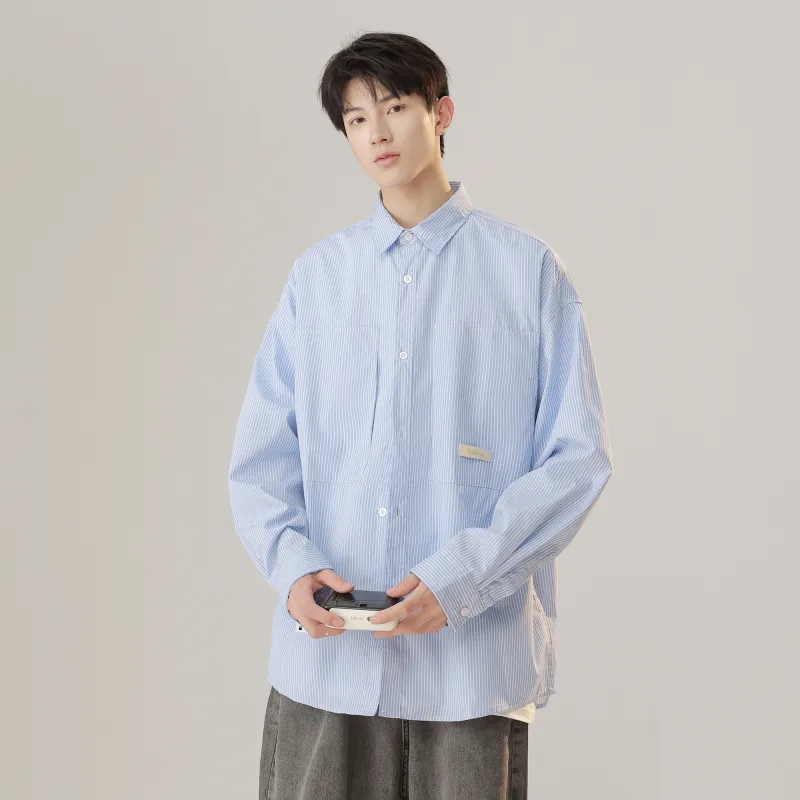 MOPE SS23 Shirt Unisex Blue White Stripes-5