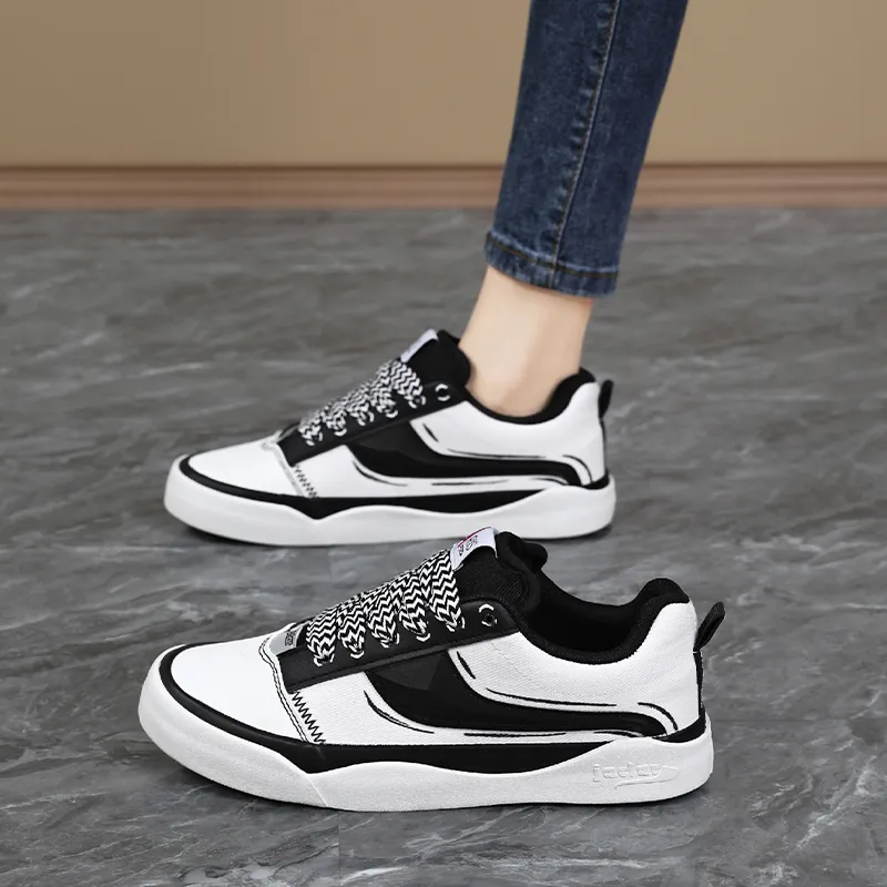 BALIAOYUN x JACLAR Slip Resistant, Abrasion Resistant, Lightweight Low Top Skateboard Shoes Women's Black White-6
