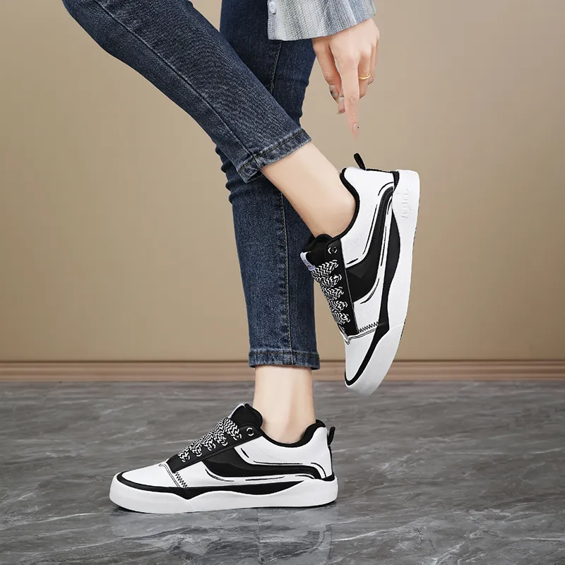 BALIAOYUN x JACLAR Slip Resistant, Abrasion Resistant, Lightweight Low Top Skateboard Shoes Women's Black White-7