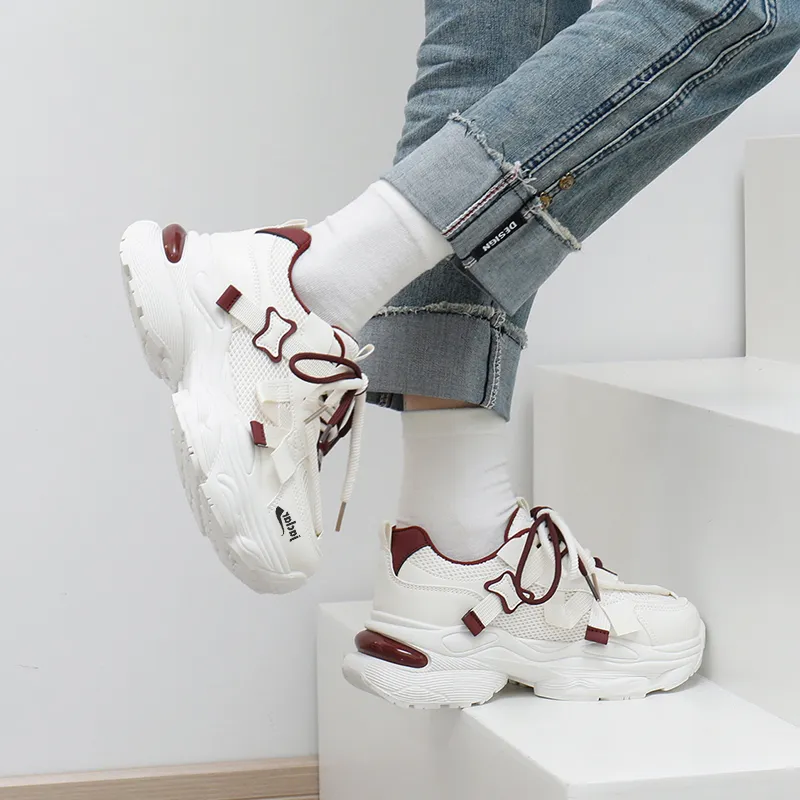 JACLAR Slip Resistant, Abrasion Resistant, Breathable Low Top Chunky Sneakers Women's-7