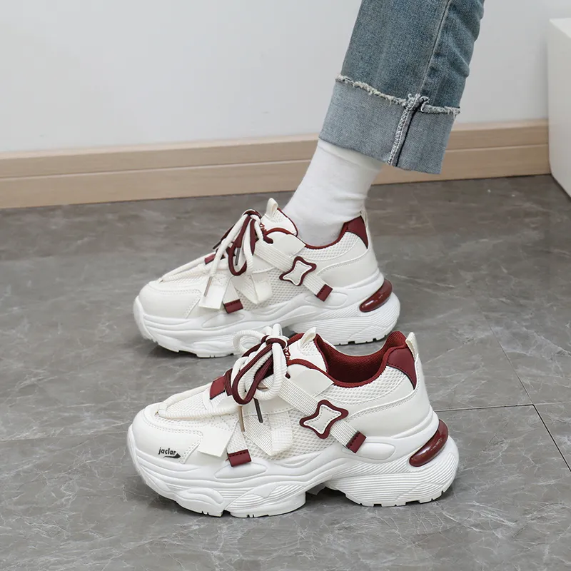 JACLAR Slip Resistant, Abrasion Resistant, Breathable Low Top Chunky Sneakers Women's-8