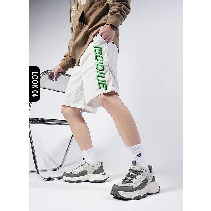 BEILIANYA Chunky Sneakers Unisex Low Top Beige Green/White Gray-5