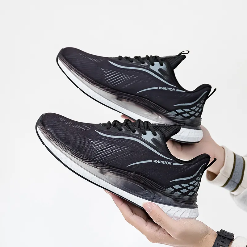 Warrior Slip Resistant And Breathable Low Top Casual Running Shoes Men's Black-4